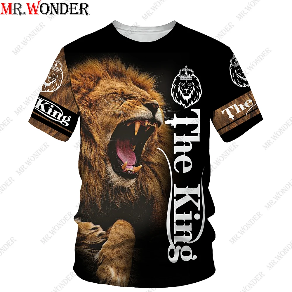 

Mr.Wonder Novelty Lion King 3D Printed T-shirts Men‘s Animals Short Sleeves Tees Streetwear Casual T Shirt Plus Size