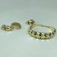 guomei fahion womens 18k dubai gold jewelry set earrings ring with bracelet set s0001