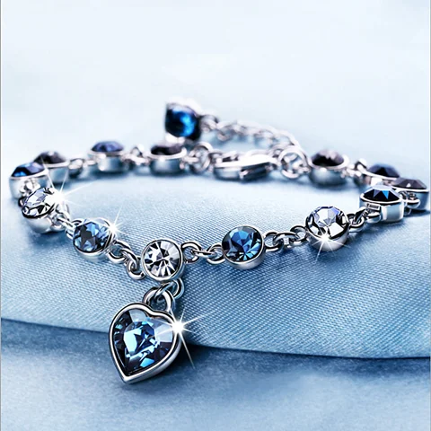 Heart bracelet female Korean simple wild girlfriends craft couple birthday gift bracelet Explosive Crystal jewelry