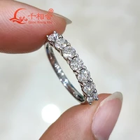 14k 18k 3mm or 3 5mm seven stones half eternity band ring d vvs color moissanite wedding jewelry engagement