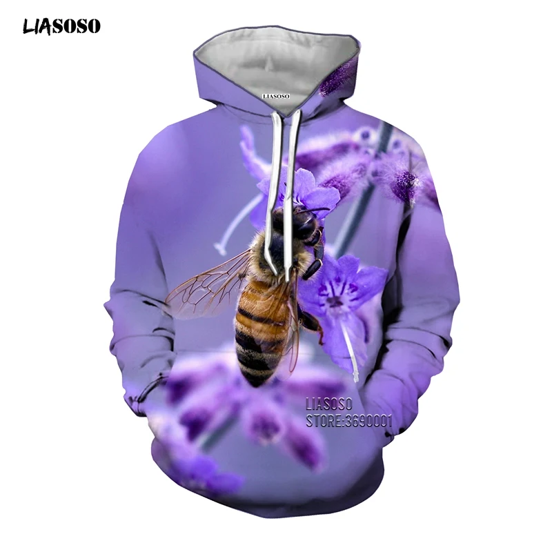 LIASOSO Новый 3D принт для женщин и мужчин милый мед пчела насекомое толстовки с