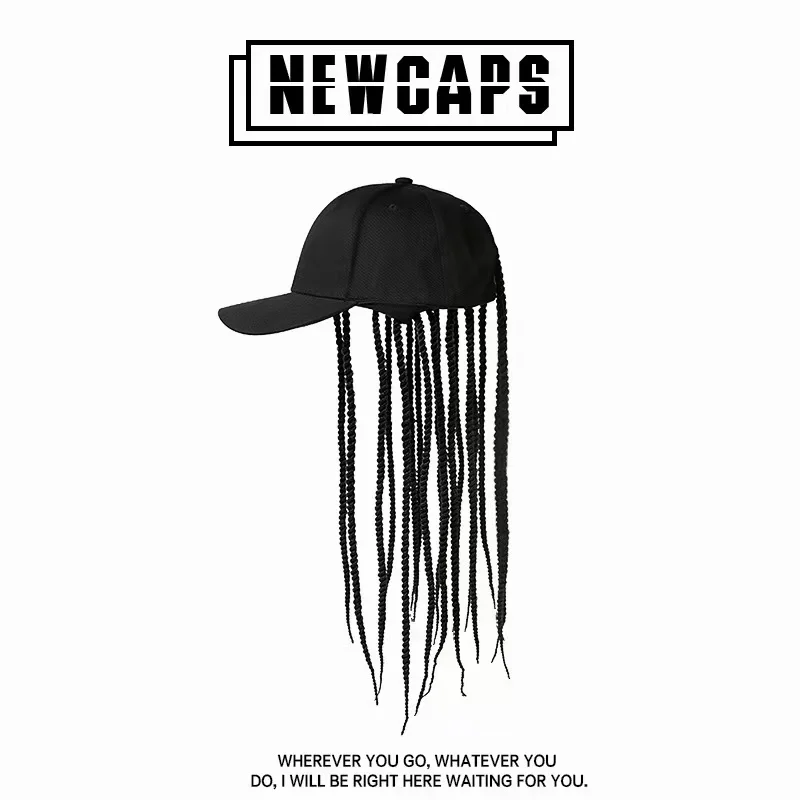 

Dirty braid hat personality hat with dirty braid hip-hop hat woman horsetail wig man curved cornice cap son man trend