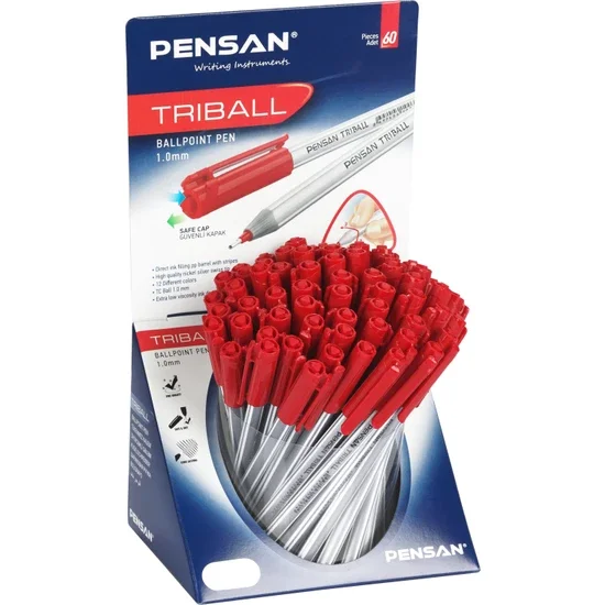 

Pensan Ballpoint Blue Pen 1mm 60 Pieces in One Box Whosale Lot, RED Colored Ballpoint Pen