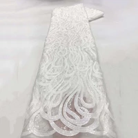sinya white african sequins lace fabric 2022 high quality french net lace nigerian wedding dress lace mesh tulle materials