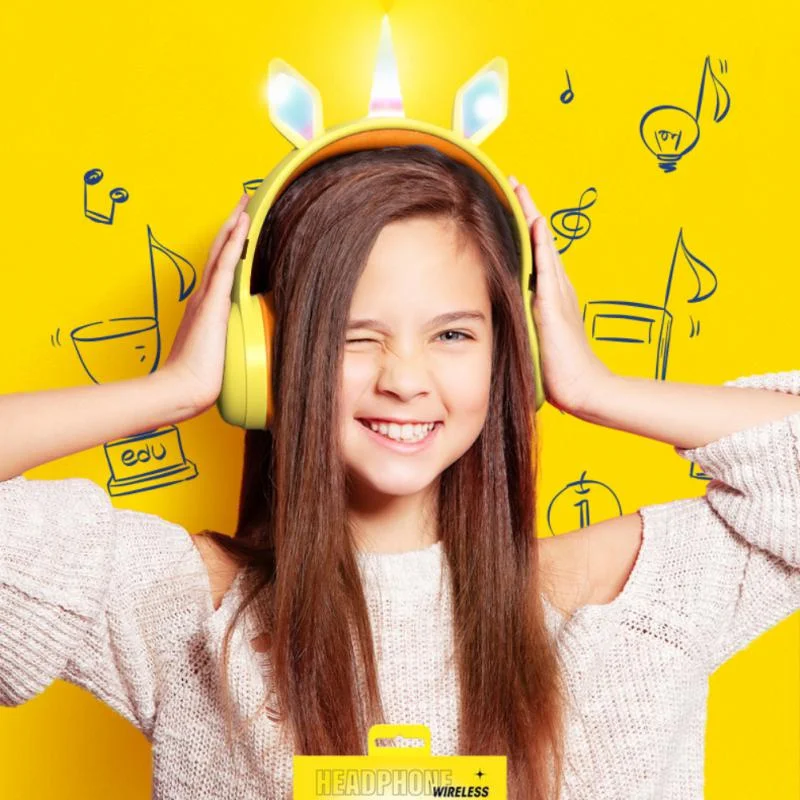 Беспроводные наушники Flash светильник с милыми кошачьими ушками единорог детские