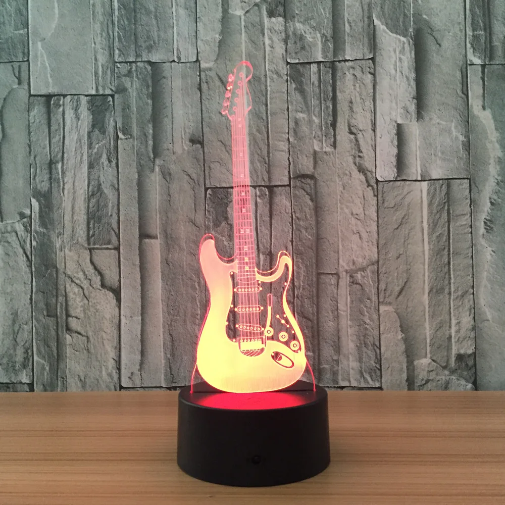 elektrische musik gitarre illusion lampe led 7 farbwechsel gradienten baby kind schlafen nacht licht weihnachten geschenk lampe 3d free global shippin