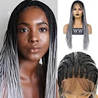 Парики QUINLUX в сером коробке, плетеные синтетические на сетке спереди, для чернокожих женщин, клеевые, термостойкие волосы для плетения крючком