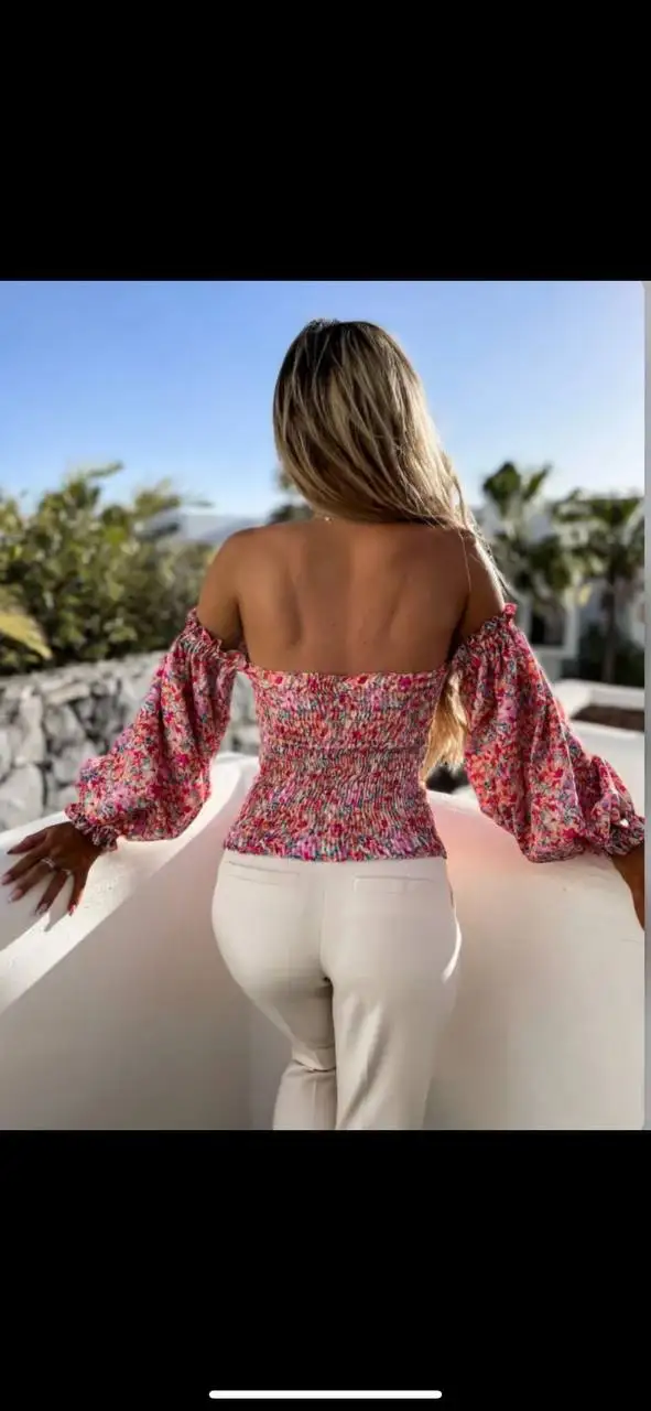 

✔️ Сексуальная, хорошее качество, блестящая детализированная, блузка сзади Gipeli, лето