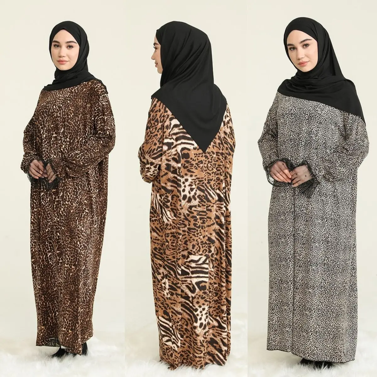 Молитвенное платье с леопардовым принтом, хиджаб с длинным рукавом, зимняя летняя сезонная свободная модная женская повседневная одежда, т...