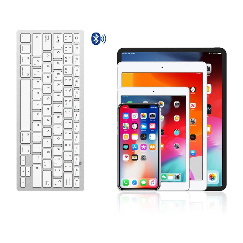 Ультратонкая испанская Bluetooth-клавиатура для iPad/iPad Pro/iPad Air/iPad Mini/iPhone и всех систем