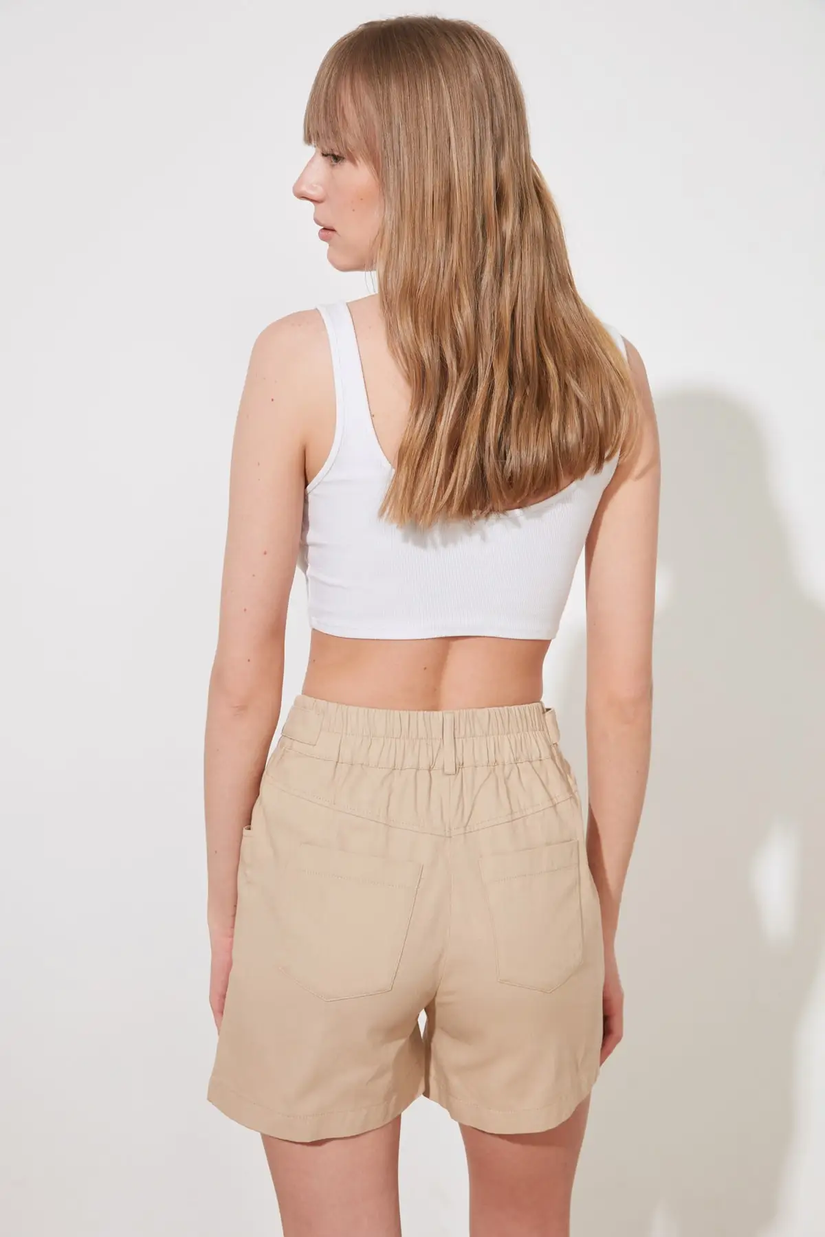 

Women's Beige Front Button Shorts & Bermuda