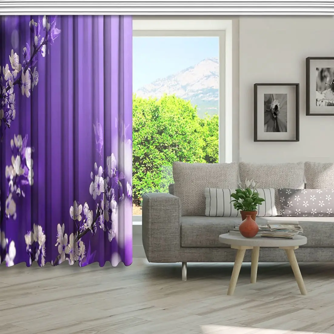 Занавеска Цветущая абрикосовая ветка фруктовое дерево цветы Весенняя Цветочная