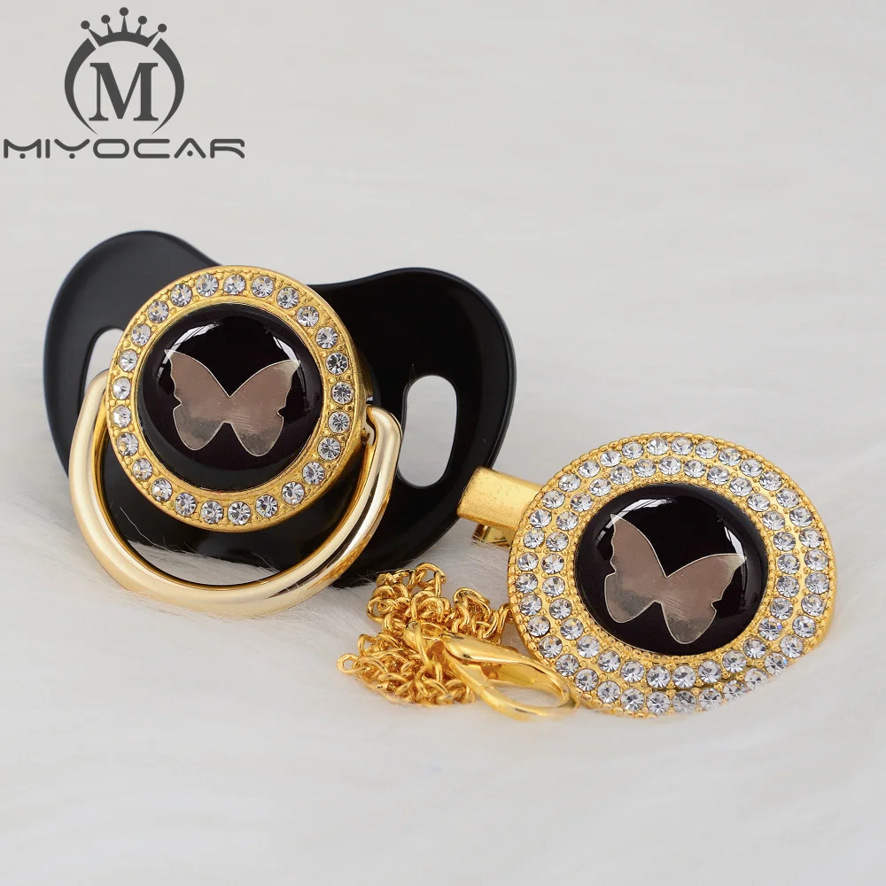 Миловидная Золотая Серебряная Милая Бабочка Красивая блестящая соска и