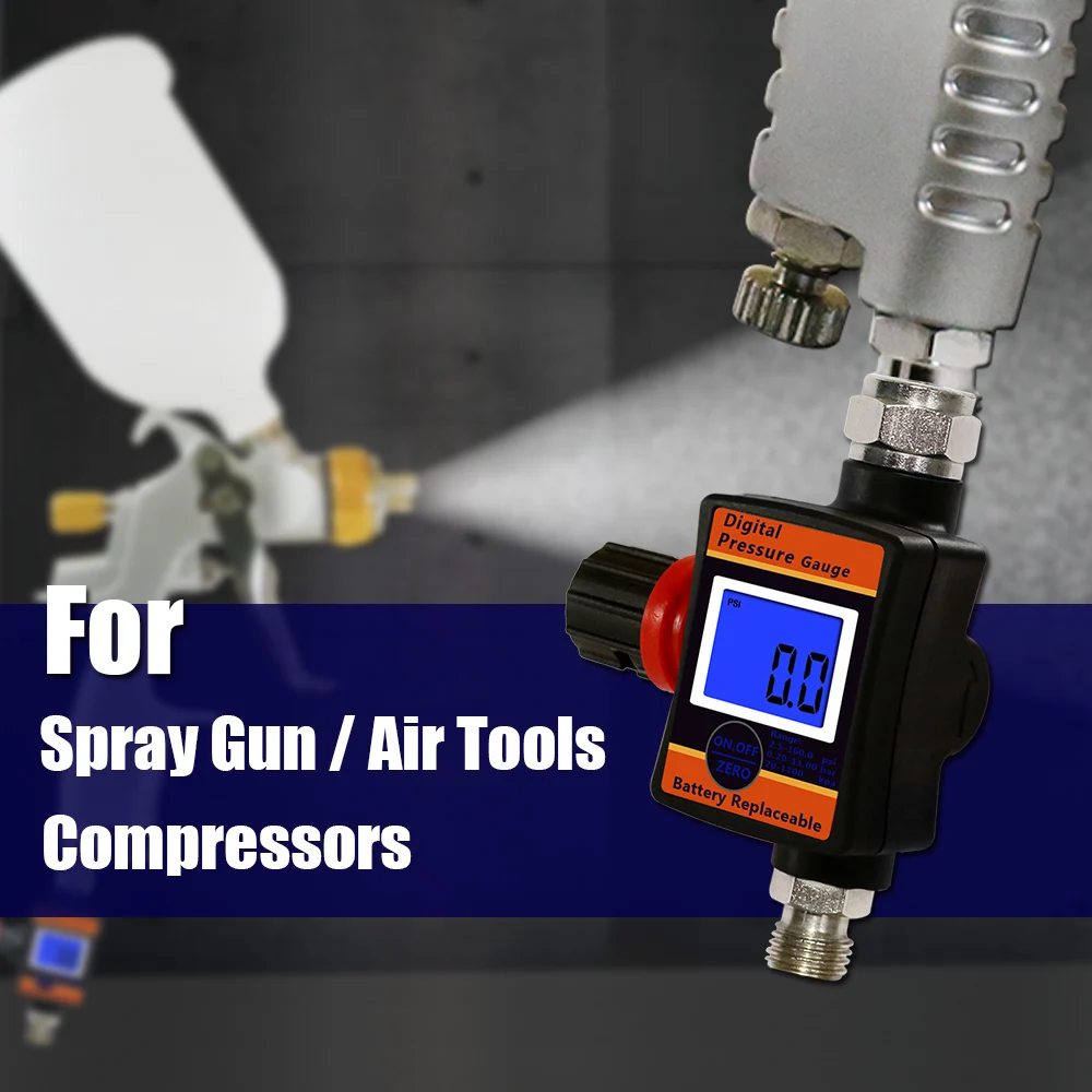 Цифровой регулятор воздушного потока 1/4 &quotс манометром для распылителя HVLP