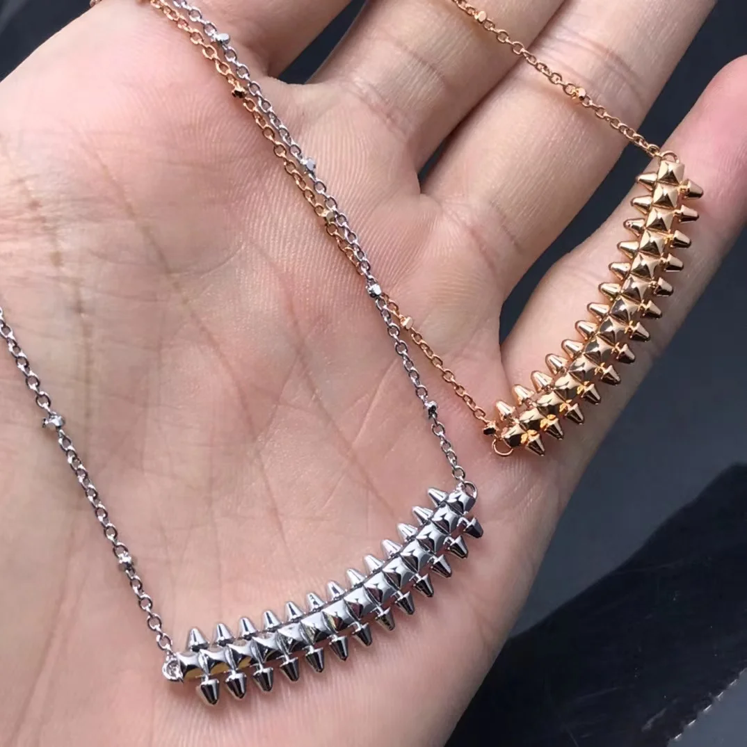 

Famous Brand Top Quality European Luxury Jewelry Bullet Necklace Ladies Rivet Rose Gold Pendant Fashion Party Classic Jewelry