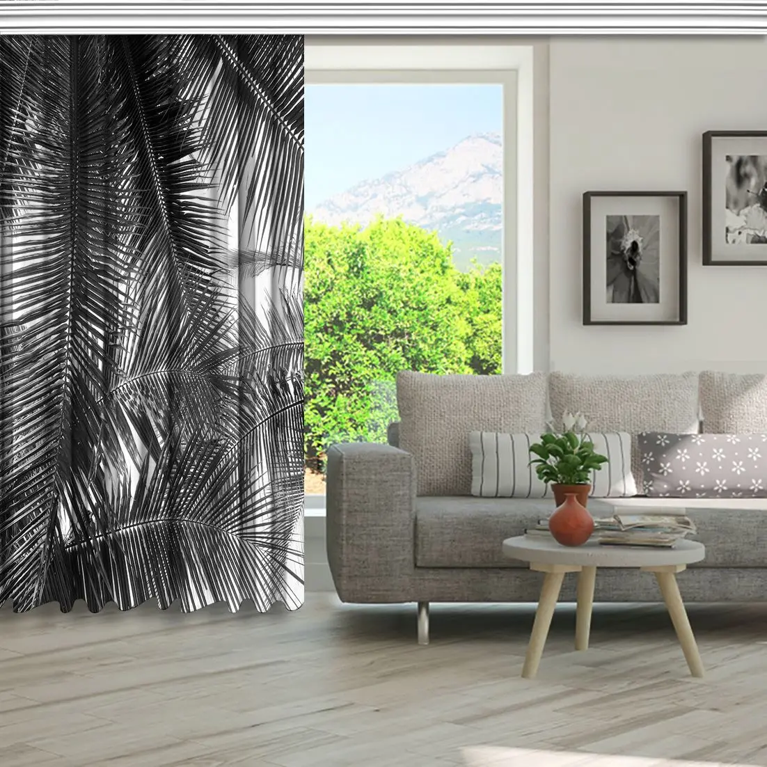 Занавеска с листьями пальмы тропические пейзажи остров природа романтический