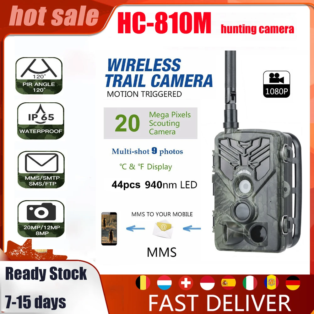 

HC810M Hunting Trail Camera 2G SMS MMS SMTP 16MP 1080P Photo Traps 0.3s Trigger Time Trap Wildlife monitor Scouting Camera