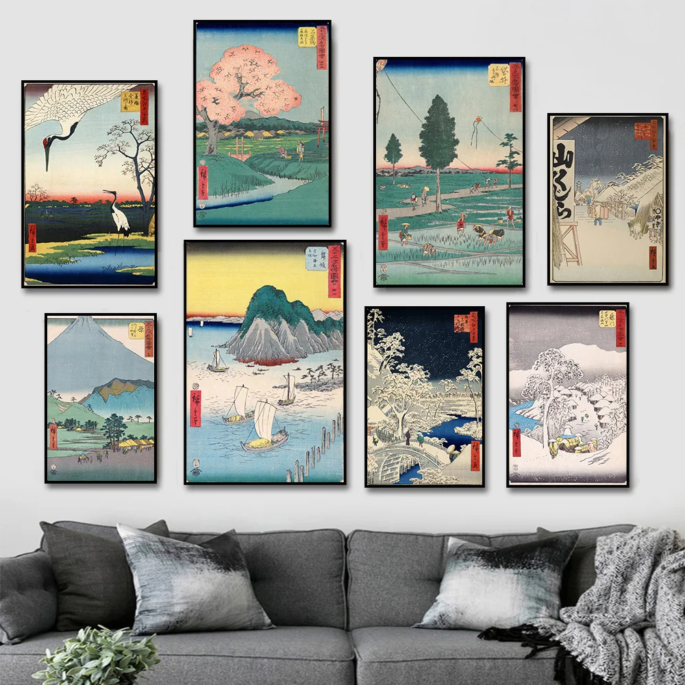 

Японский традиционный пейзаж, плакат на холсте в японском стиле, настенная живопись, современная картина для гостиной, домашний декор без рамки