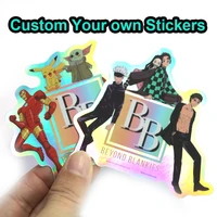50pcs custom holographic sticker waterproof decorative logo label laptop cartoon anime cute vinyl stickers book decoration