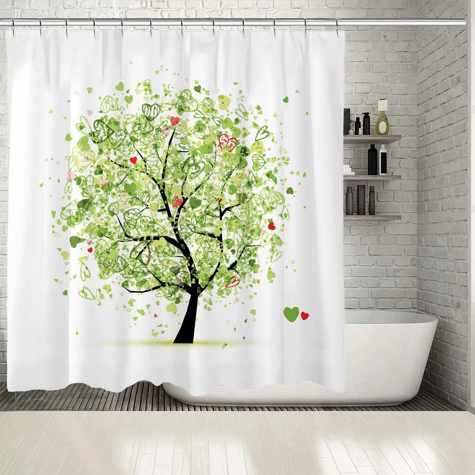 Занавеска для душа в форме сердца листья Любовь дерево природа жизнь радостная