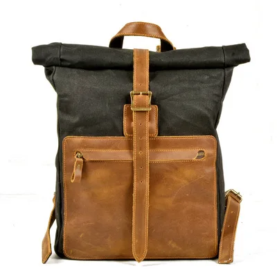 

Vintage Day Backpack Men Laptop Canvas Backpack for Notebook Day packs School Bags for Boys Backpack Roll Top Backpack Urban