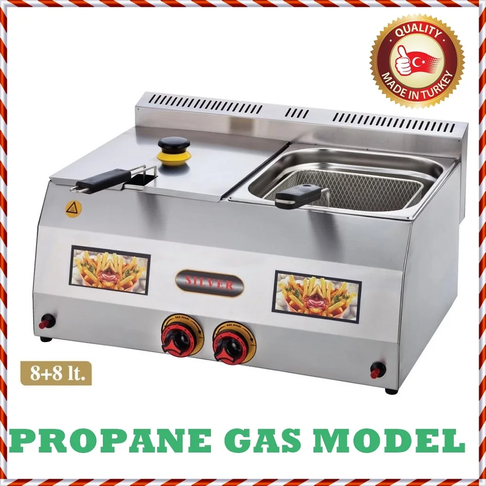 Газовая фритюрница коммерческая для приготовления пищи из нержавеющей стали с