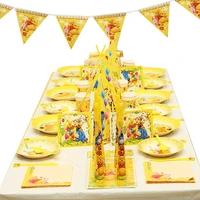 disney winnie the pooh disposable tableware cup plate tablecloth background for birthday party baby shower decoration supplies