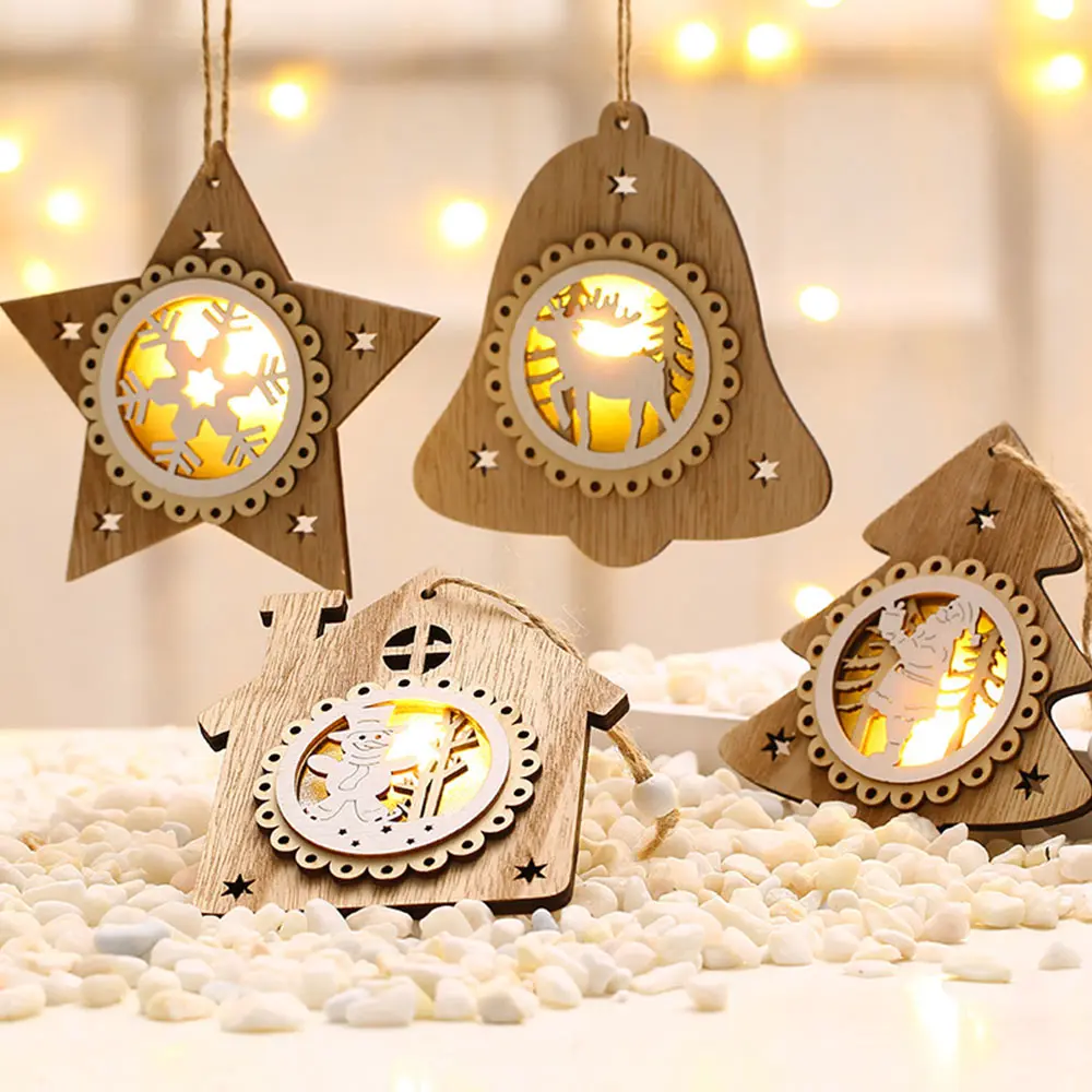 Новый Рождественский светодиодный светильник Рождественская елка деревянный