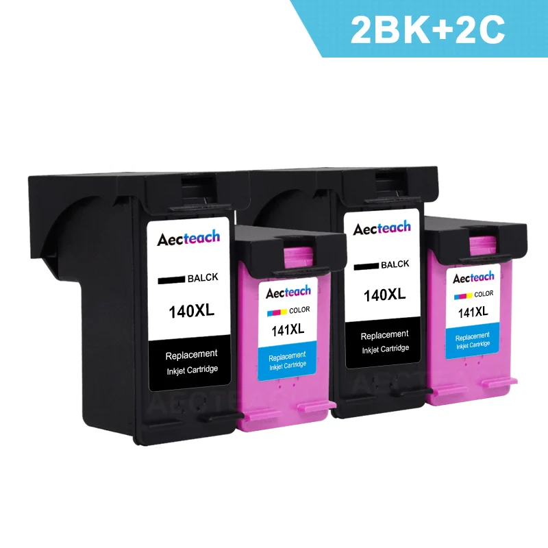 2 x Black 2 X Color Aecteach сменный картридж для hp 140 141 XL Photosmart C4583 C4283 C4483 C5283 D5363 Deskjet D4263 принтер - Цвет: 2 x Black 2 X Color