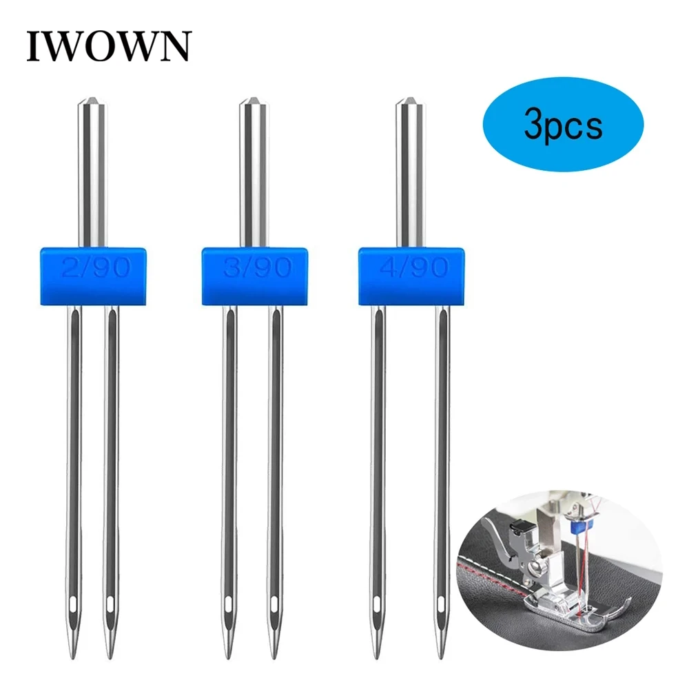 

3Pcs Sewing Twin Needle Pins Double Twin Stretch Needles Pins for Sewing Machine Mixed Sewing Supplies 3 Sizes 2/90 3/90 4/90