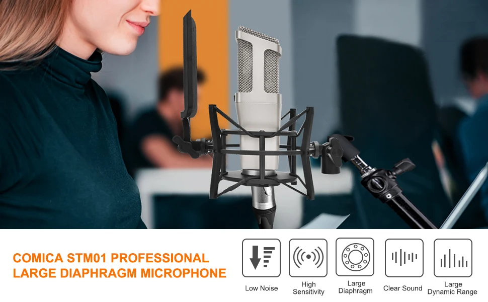 Comica STM01 Professional Cardioid Condenser Microphone Studio Quality Mic for Vocal Recording YouTube Gaming Streaming Podcast