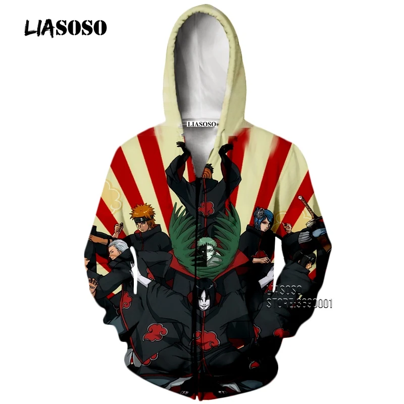 6 LIASOSO 3D принт унисекс аниме Наруто Akatsuki Учиха Итачи Дейдара боль толстовки с капюшоном Кофты на молнии X2650 - Цвет: 6