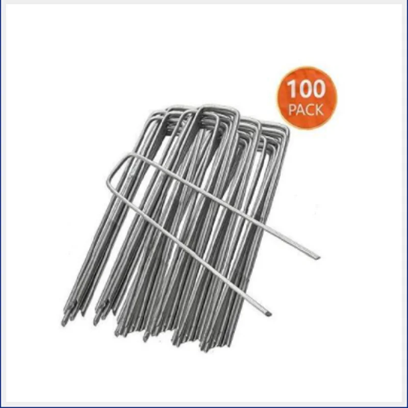 

100pcs Lawn Garden U Shaped Nails Ground Stakes Staples for Nail Weeds Fabric Galvanized Anti-Rust Securing Pegs Turf Netting