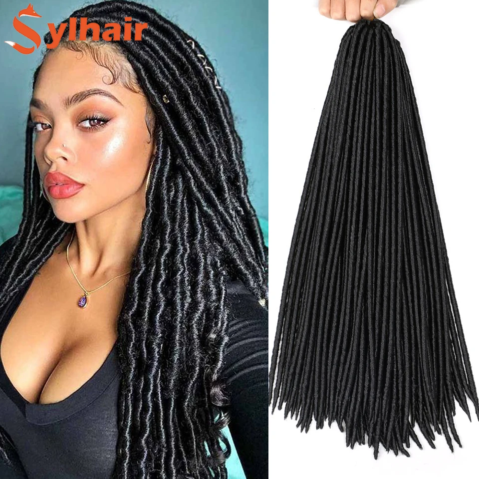 

Sylhair Synthetic Faux Locs 18inch 100g/pack Braiding Hair Extensions Afro Hairstyles Soft Dreadlock Brown Black Crochet Braids