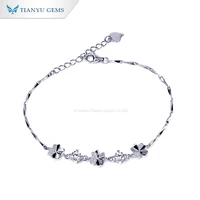 tianyu gems 0 6ct round moissanite diamond chain bracelets for women 925 sterling silver charm gemstone clover bracelet gift
