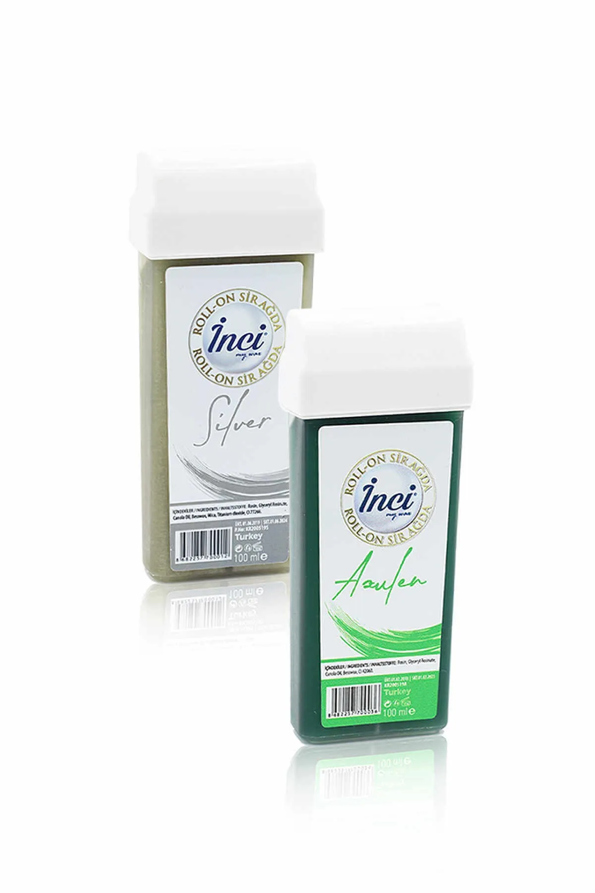 Жемчужно-зеленый и серебряный картридж в рулоне для депиляции 2 шт наполнение