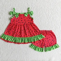 hot sale watermelon 2 pieces set summer toddler boutique girls kids clothing sets