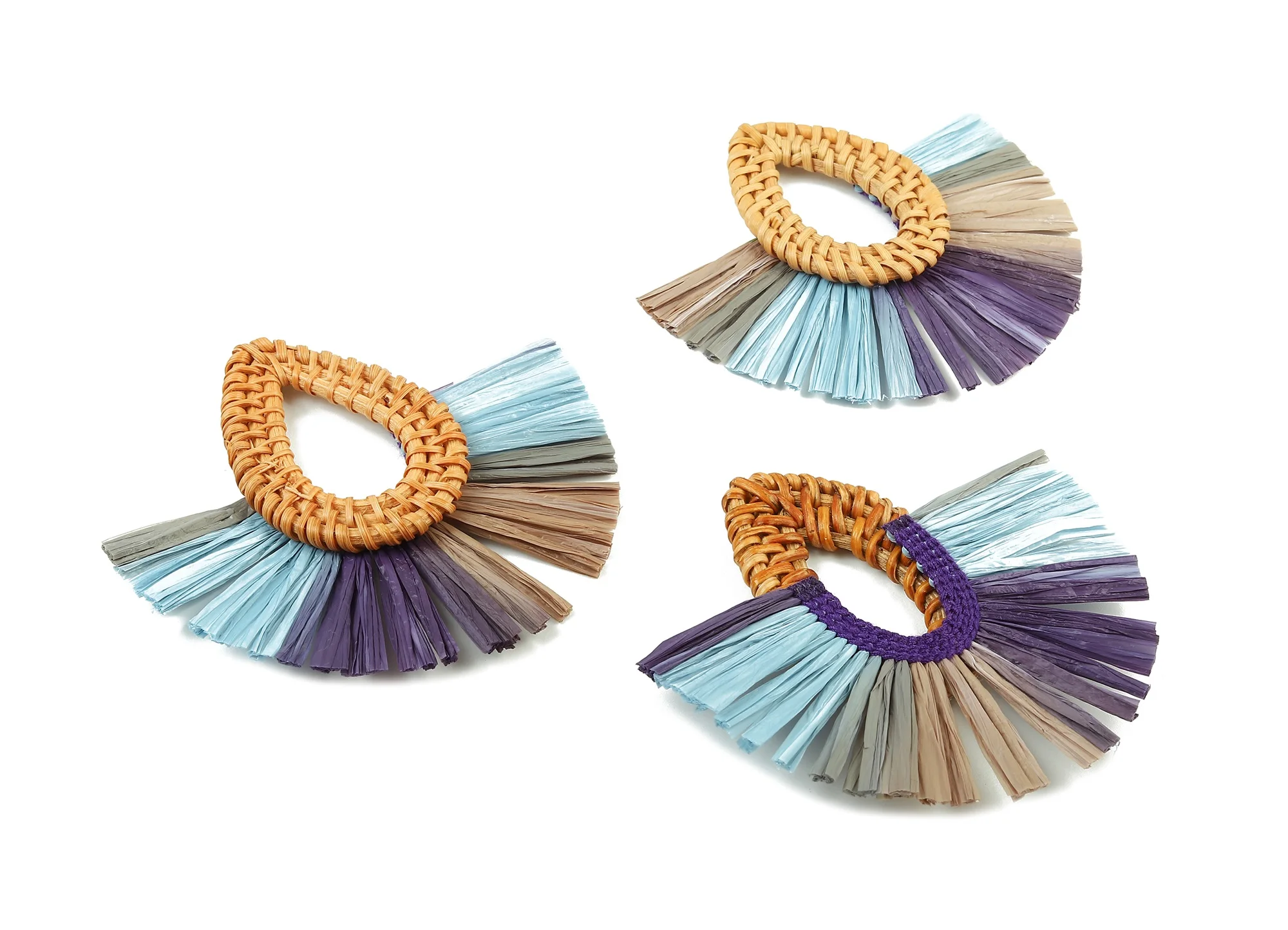 Подвески из ротанга с кисточками рафии висячие серьги плетеные 2 шт./лот 75 53x70 72x5 48