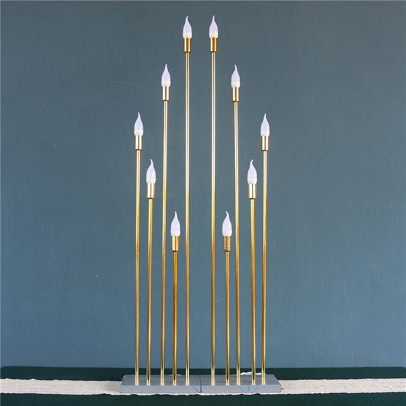 JAROWN-luces de ca&ntilde;a dorada, 10 cabezas, Fondo de boda, utiler&iacute;a para fiesta, decoraci&oacute;n del hogar, candelabro electr&oacute;nico alto, decoraci&oacute;n de jard&iacute;n-2