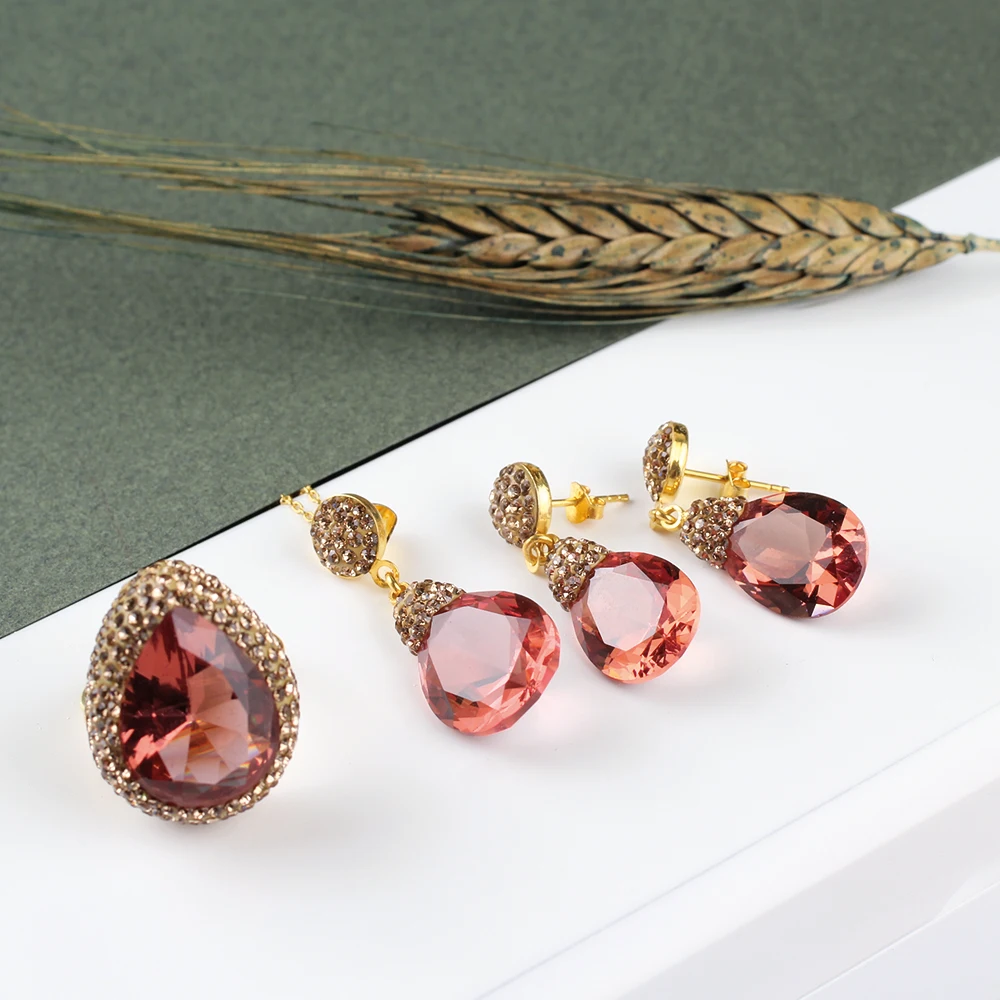 Женский комплект украшений из серебра 925 пробы с зултанитом кольцо + ожерелье