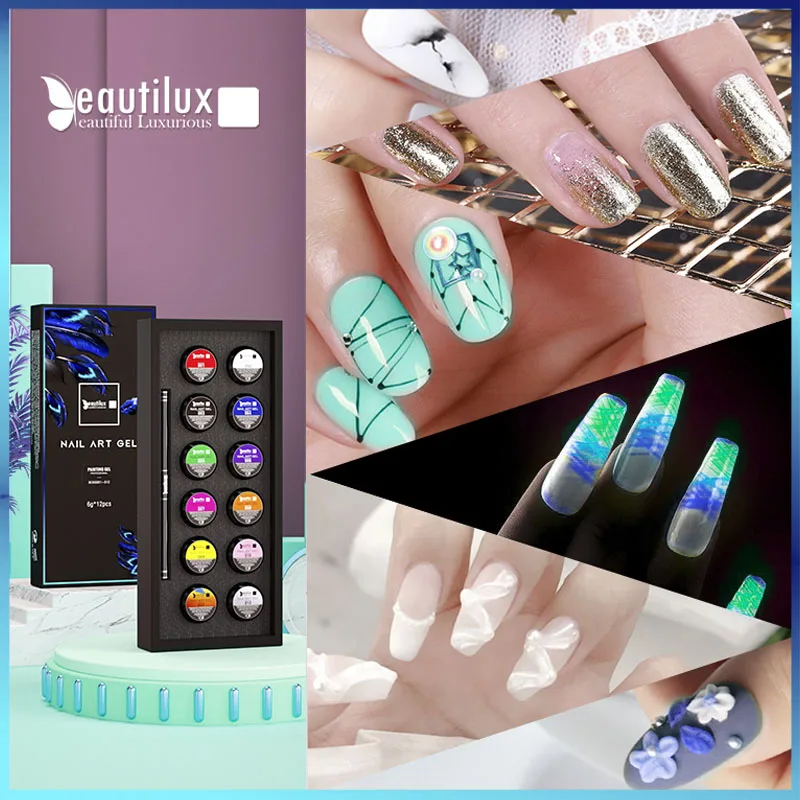Beautilux гель-набор для дизайна ногтей без липкого слоя рисунок скульптура