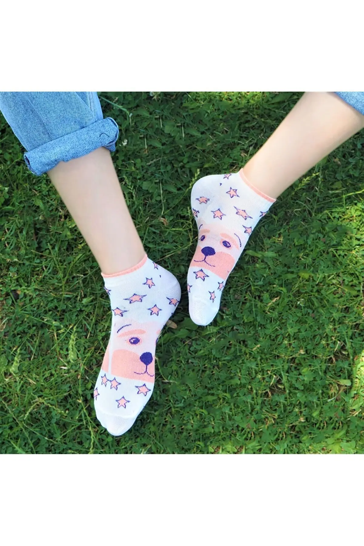 Women's 4 Pack Mixed Colored Dog Booties Socks