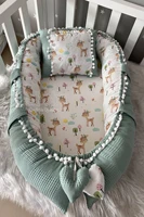 jaju baby special handmade waffle piqu%c3%a9 fabric gazelle design pompon babynest baby bedding portable crib travel bed newborn