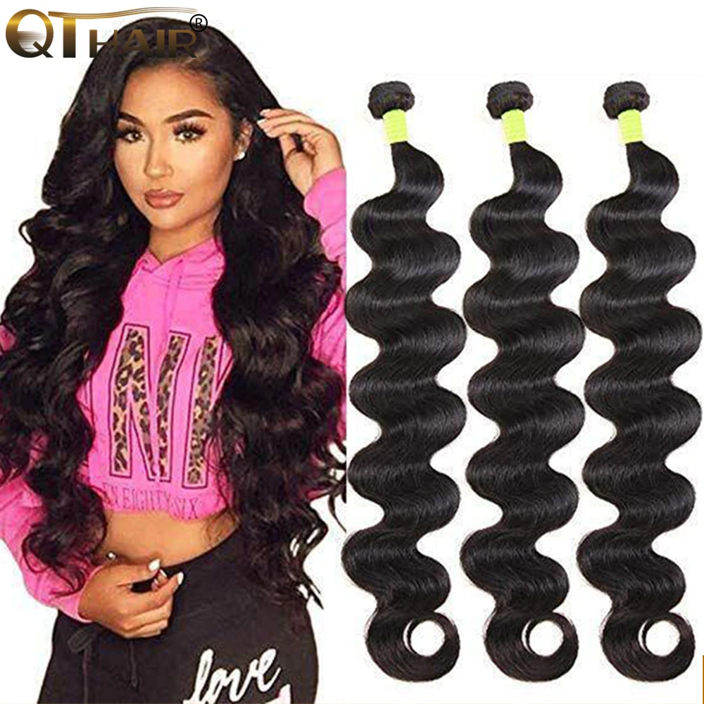 

Brazilian Human Hair Weave Bundles Extension Body Wave Extensions 8 to 32 40inch Long Natural for Black Women Remy 1 3 4 Bundles