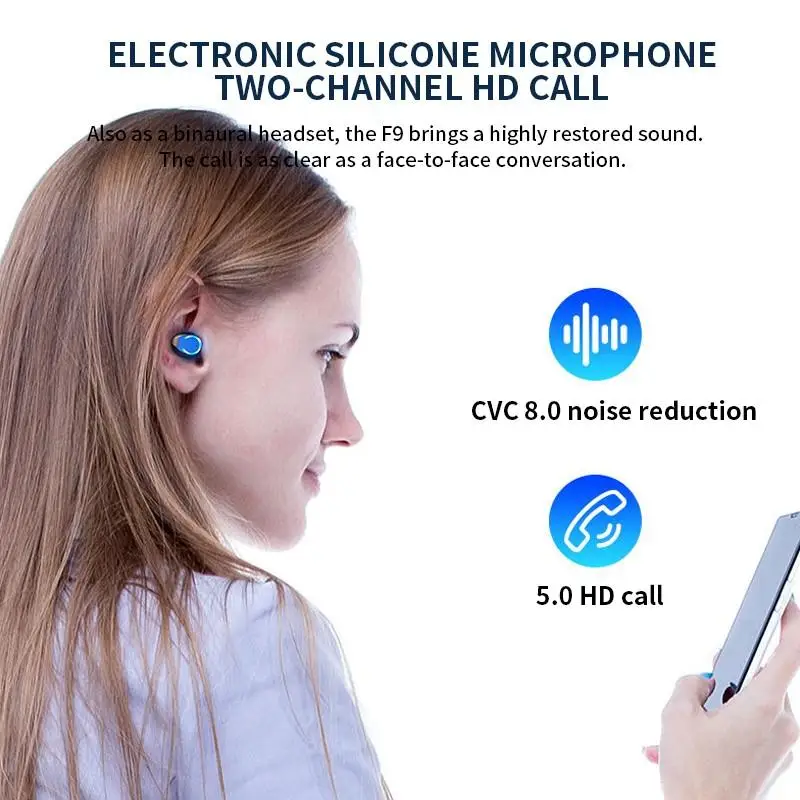 Беспроводные Bluetooth наушники True 2200 мАч Hi Fi стереонаушники с тяжелыми басами
