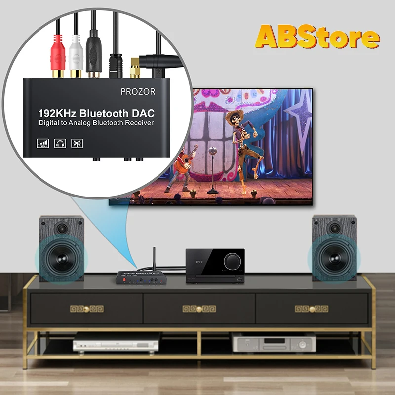 Цифро-аналоговый преобразователь Toslink с дистанционным управлением 192 кГц Bluetooth L/R