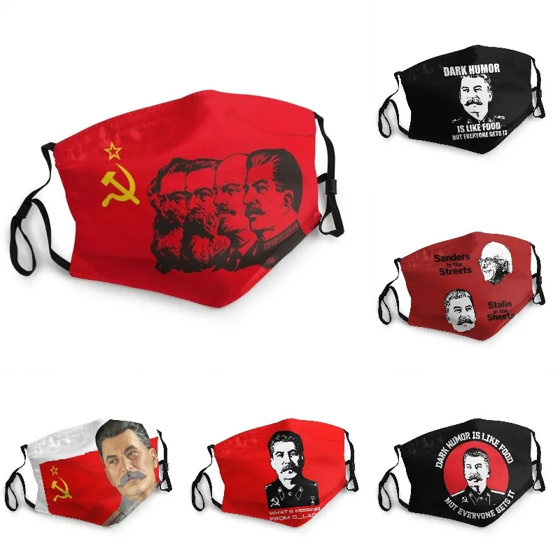 

Communist Flag Marx Engels Lenin And Stalin Mask Dustproof CCCP USSR Communism Face Mask Protection Respirator Mouth Muffle