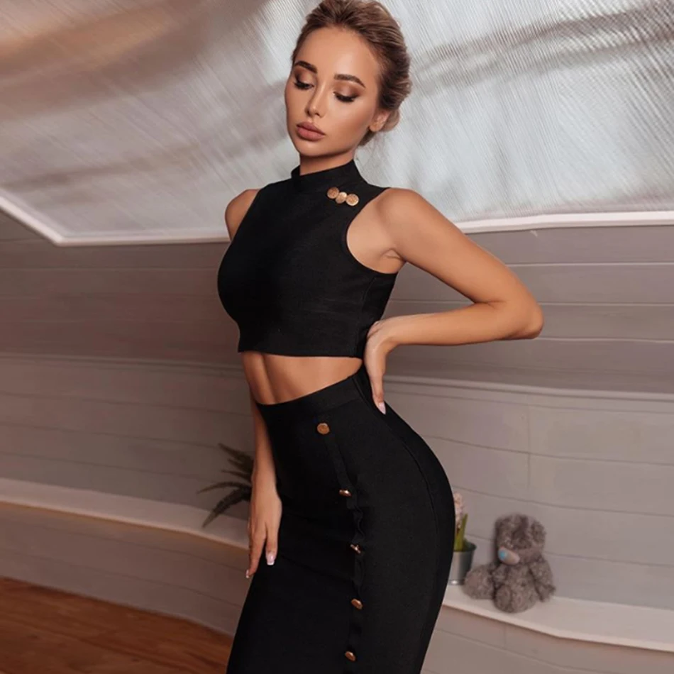 Adyce/2020 новый летний женский черный клубный комплект с ремешками сексуальный топ