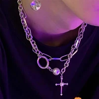gothic style cross necklace for women couple pendant pearl punk choker with rhinestone hip hop kpop jewelry on the neck men gift
