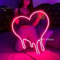 custom neon sign dripping heart acrylic flex led light wall home room bedroom decoration ins neon wall light lamp